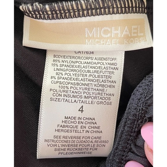 Michael Kors‎ Logo Chain Scoopneck One Piece Black Swimsuit Size 4 $122 NWT - Picture 4 of 5